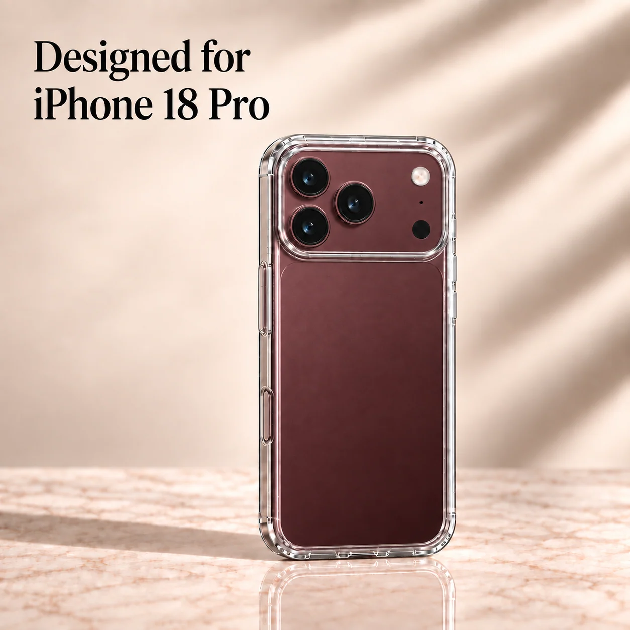 iPhone 18 Pro large-cutout clear TPU phone case